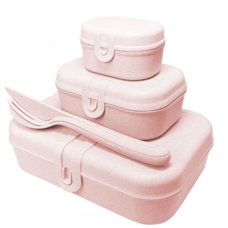 Набор ланчбоксов со столовыми приборами Pascal Organic, розовый купить с нанесением логотипа оптом на заказ в интернет-магазине Санкт-Петербург