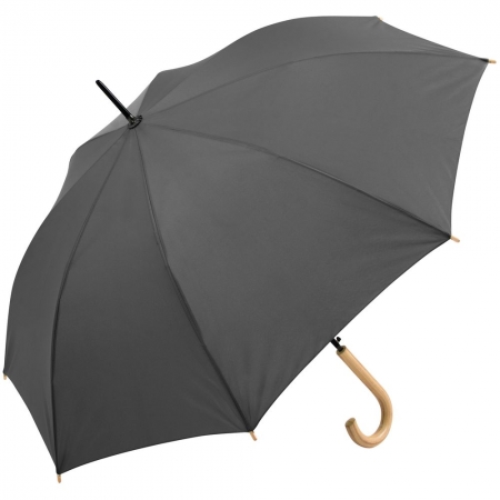 Зонт-трость OkoBrella, серый купить с нанесением логотипа оптом на заказ в интернет-магазине Санкт-Петербург