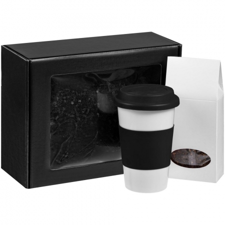 Набор «Чайная пауза», черный с белым купить с нанесением логотипа оптом на заказ в интернет-магазине Санкт-Петербург