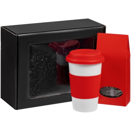 Набор «Чайная пауза», красный купить с нанесением логотипа оптом на заказ в интернет-магазине Санкт-Петербург