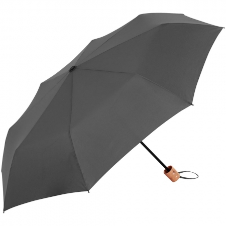 Зонт складной OkoBrella, серый купить с нанесением логотипа оптом на заказ в интернет-магазине Санкт-Петербург