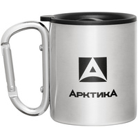 Термокружка с карабином «Арктика 400», стальная купить с нанесением логотипа оптом на заказ в интернет-магазине Санкт-Петербург