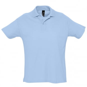 Рубашка поло мужская SUMMER 170, голубая купить с нанесением логотипа оптом на заказ в интернет-магазине Санкт-Петербург