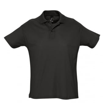 Рубашка поло мужская SUMMER 170, черная купить с нанесением логотипа оптом на заказ в интернет-магазине Санкт-Петербург