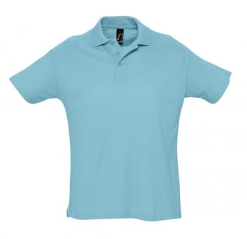Рубашка поло мужская SUMMER 170, бирюзовая купить с нанесением логотипа оптом на заказ в интернет-магазине Санкт-Петербург