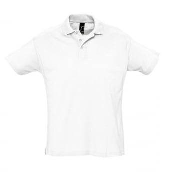 Рубашка поло мужская SUMMER 170, белая купить с нанесением логотипа оптом на заказ в интернет-магазине Санкт-Петербург