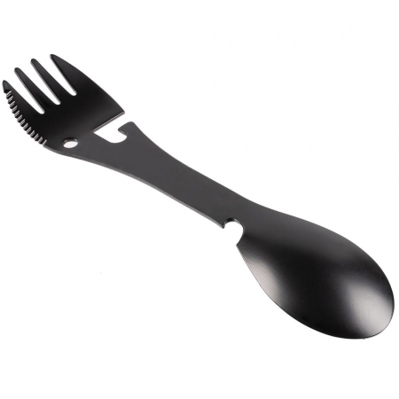 Походный столовый прибор Full Spoon, черный купить с нанесением логотипа оптом на заказ в интернет-магазине Санкт-Петербург