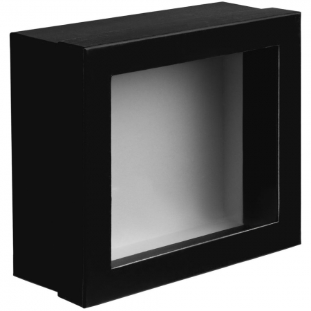 Коробка Teaser с окошком, черная купить с нанесением логотипа оптом на заказ в интернет-магазине Санкт-Петербург