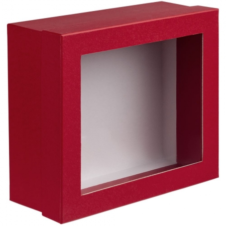 Коробка Teaser с окошком, красная купить с нанесением логотипа оптом на заказ в интернет-магазине Санкт-Петербург
