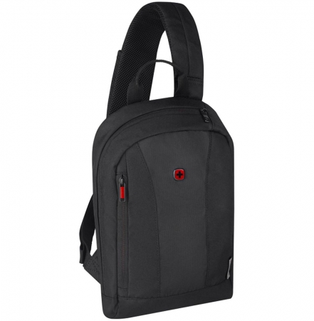 Рюкзак на одно плечо Wenger, черный купить с нанесением логотипа оптом на заказ в интернет-магазине Санкт-Петербург