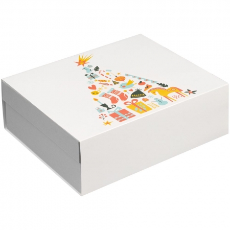 Коробка «Новогодняя история» с наполнителем и шубером купить с нанесением логотипа оптом на заказ в интернет-магазине Санкт-Петербург