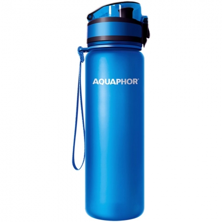 Бутылка с фильтром «Аквафор Сити», синяя купить с нанесением логотипа оптом на заказ в интернет-магазине Санкт-Петербург