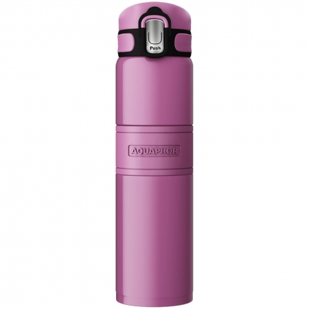 Термобутылка «Аквафор», розовая купить с нанесением логотипа оптом на заказ в интернет-магазине Санкт-Петербург