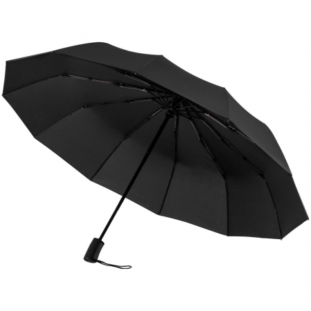 Зонт складной Fiber Magic Major, черный купить с нанесением логотипа оптом на заказ в интернет-магазине Санкт-Петербург