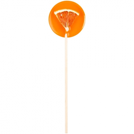 Леденец Lollifruit, оранжевый с апельсином купить с нанесением логотипа оптом на заказ в интернет-магазине Санкт-Петербург