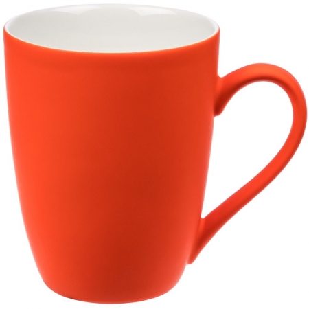 Кружка Good Morning с покрытием софт-тач, оранжевая купить с нанесением логотипа оптом на заказ в интернет-магазине Санкт-Петербург
