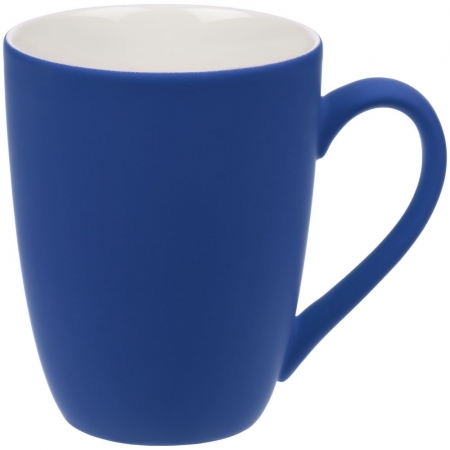 Кружка Good Morning с покрытием софт-тач, синяя купить с нанесением логотипа оптом на заказ в интернет-магазине Санкт-Петербург