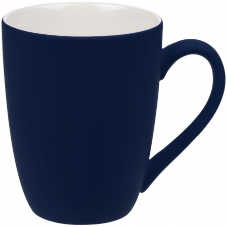 Кружка Good Morning с покрытием софт-тач, темно-синяя купить с нанесением логотипа оптом на заказ в интернет-магазине Санкт-Петербург