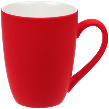 Кружка Good Morning с покрытием софт-тач, ярко-красная купить с нанесением логотипа оптом на заказ в интернет-магазине Санкт-Петербург