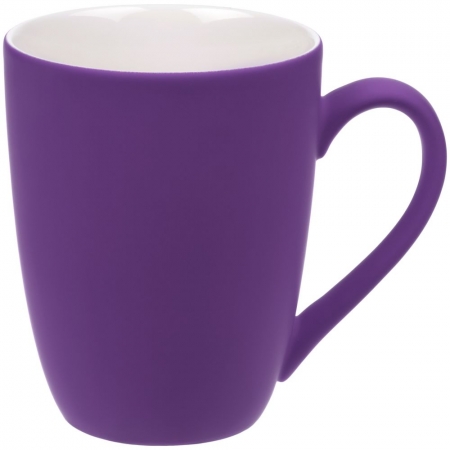 Кружка Good Morning с покрытием софт-тач, фиолетовая купить с нанесением логотипа оптом на заказ в интернет-магазине Санкт-Петербург