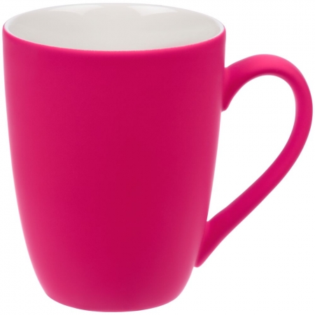 Кружка Good Morning с покрытием софт-тач, ярко-розовая (фуксия) купить с нанесением логотипа оптом на заказ в интернет-магазине Санкт-Петербург
