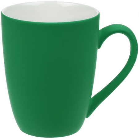 Кружка Good Morning с покрытием софт-тач, зеленая купить с нанесением логотипа оптом на заказ в интернет-магазине Санкт-Петербург