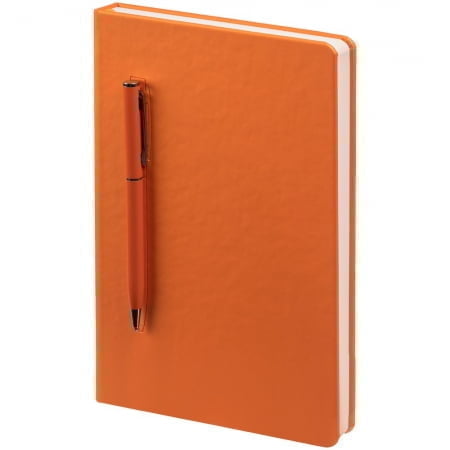 Ежедневник Magnet Shall с ручкой, оранжевый купить с нанесением логотипа оптом на заказ в интернет-магазине Санкт-Петербург
