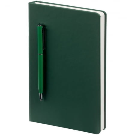 Ежедневник Magnet Shall с ручкой, зеленый купить с нанесением логотипа оптом на заказ в интернет-магазине Санкт-Петербург