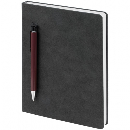 Ежедневник Magnet с ручкой, серый с коричневым купить с нанесением логотипа оптом на заказ в интернет-магазине Санкт-Петербург