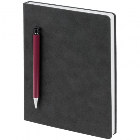 Ежедневник Magnet с ручкой, серый с розовым купить с нанесением логотипа оптом на заказ в интернет-магазине Санкт-Петербург