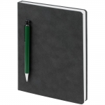 Ежедневник Magnet с ручкой, серый с зеленым