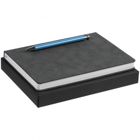 Набор Magnet с ежедневником, серый с голубым купить с нанесением логотипа оптом на заказ в интернет-магазине Санкт-Петербург