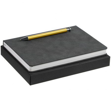 Набор Magnet с ежедневником, серый с желтым купить с нанесением логотипа оптом на заказ в интернет-магазине Санкт-Петербург