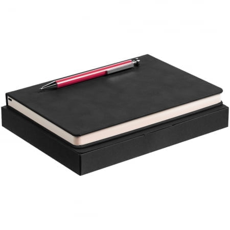 Набор Magnet с ежедневником, черный с розовым купить с нанесением логотипа оптом на заказ в интернет-магазине Санкт-Петербург