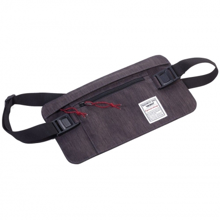 Поясная сумка Business Belt Bag с RFID-защитой, серая купить с нанесением логотипа оптом на заказ в интернет-магазине Санкт-Петербург