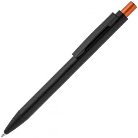 Ручка шариковая Chromatic, черная с оранжевым купить с нанесением логотипа оптом на заказ в интернет-магазине Санкт-Петербург