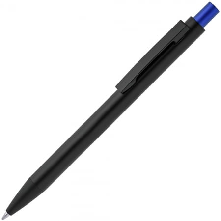 Ручка шариковая Chromatic, черная с синим купить с нанесением логотипа оптом на заказ в интернет-магазине Санкт-Петербург
