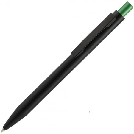 Ручка шариковая Chromatic, черная с зеленым купить с нанесением логотипа оптом на заказ в интернет-магазине Санкт-Петербург