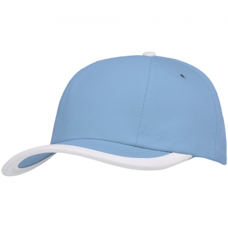 Бейсболка Honor, голубая с белым кантом купить с нанесением логотипа оптом на заказ в интернет-магазине Санкт-Петербург