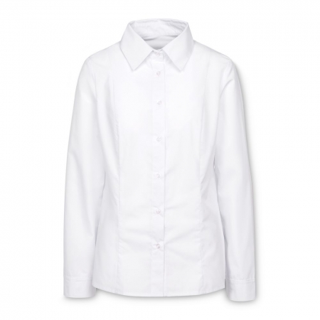 Рубашка женская с длинным рукавом Collar, белая купить с нанесением логотипа оптом на заказ в интернет-магазине Санкт-Петербург