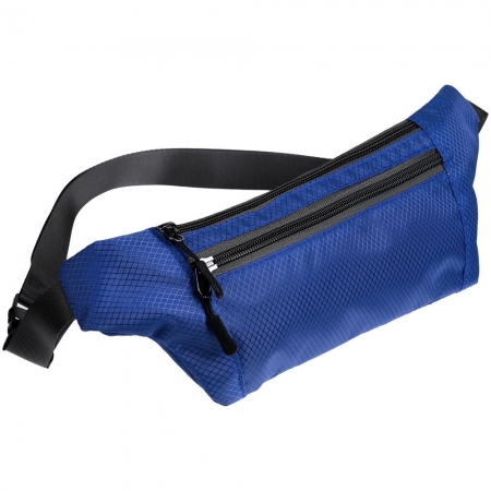 Спортивная поясная сумка Run for Fun, синяя купить с нанесением логотипа оптом на заказ в интернет-магазине Санкт-Петербург