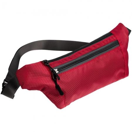 Спортивная поясная сумка Run for Fun, красная купить с нанесением логотипа оптом на заказ в интернет-магазине Санкт-Петербург