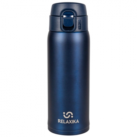 Термокружка Relaxika, синяя купить с нанесением логотипа оптом на заказ в интернет-магазине Санкт-Петербург