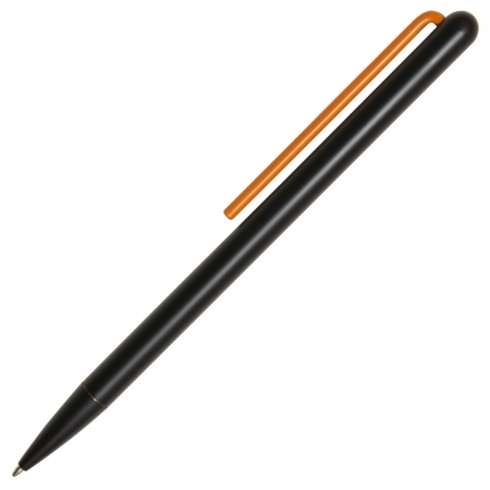 Шариковая ручка GrafeeX в чехле, черная с оранжевым купить с нанесением логотипа оптом на заказ в интернет-магазине Санкт-Петербург