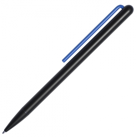 Шариковая ручка GrafeeX в чехле, черная с синим купить с нанесением логотипа оптом на заказ в интернет-магазине Санкт-Петербург