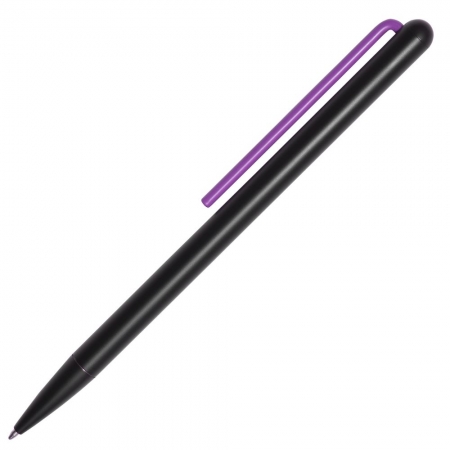 Шариковая ручка GrafeeX в чехле, черная с фиолетовым купить с нанесением логотипа оптом на заказ в интернет-магазине Санкт-Петербург