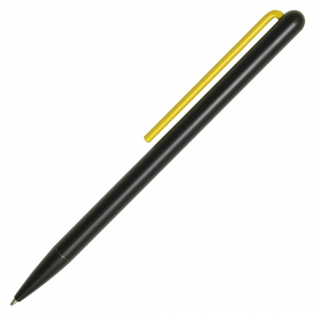 Шариковая ручка GrafeeX в чехле, черная с желтым купить с нанесением логотипа оптом на заказ в интернет-магазине Санкт-Петербург