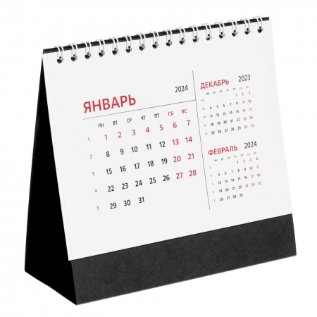 Календарь настольный Datio 2024, черный купить с нанесением логотипа оптом на заказ в интернет-магазине Санкт-Петербург