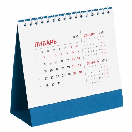 Календарь настольный Datio 2024, синий купить с нанесением логотипа оптом на заказ в интернет-магазине Санкт-Петербург
