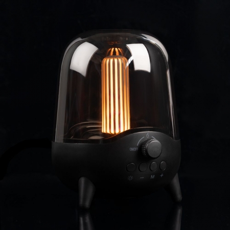 Беспроводная колонка с подсветкой soundFlicker, черная купить с нанесением логотипа оптом на заказ в интернет-магазине Санкт-Петербург